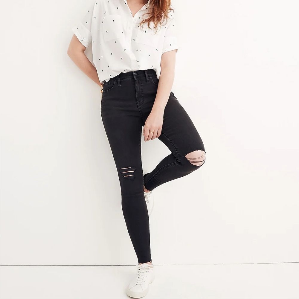 Madewell -043 NWT Tall 9" Mid-Rise Skinny Jeans in Black Sea H2236‎ Size 27 Tall